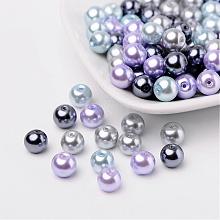 Silver-Grey Mix Pearlized Glass Pearl Beads HY-X006-8mm-13
