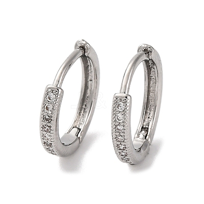Ion Plating(IP) Brass Micro Pave Clear Cubic Zirconia Hoop Earrings for Women EJEW-U031-02P-1