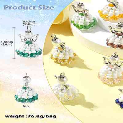 10 Colors Glass Seed Beaded Angel Pendants PALLOY-CJ00089-1