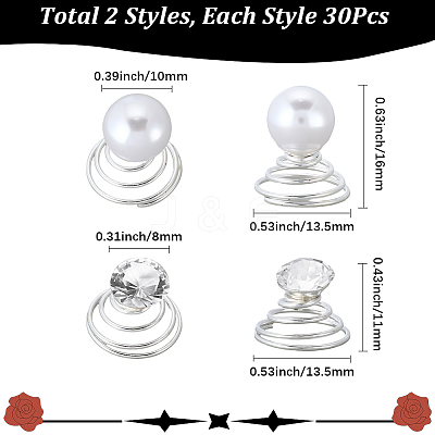 40Pcs 2 Styles Spiral Hair Pin Coil Iron Hair Accessories OHAR-SP0001-10A-1