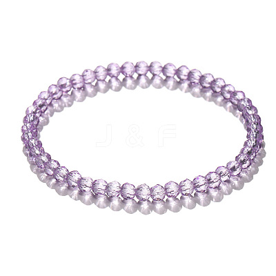 4mm Prism Faceted Rondelle Glass Beaded Stretch Bracelets for Women LS-EH2213-3-1