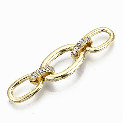 Brass Micro Pave Clear Cubic Zirconia Links Connectors KK-S061-45G-NR-1