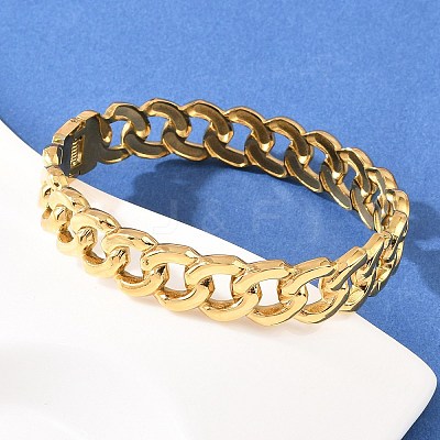 304 Stainless Steel Cuban Link Chain Bangles BJEW-Z155-03G-1