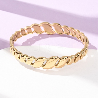 304 Stainless Steel Hollow Twisted Chain Open Hinged Cuff Bangles SA-CBA7A40-05G-1