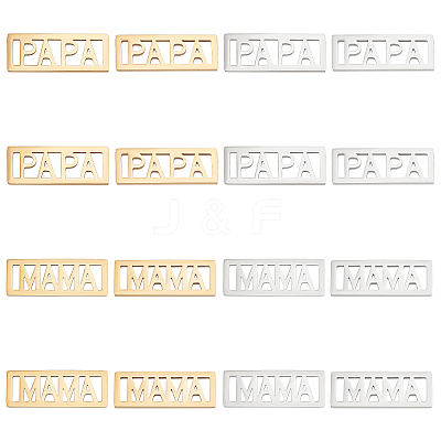 16Pcs 4 Styles 201 Stainless Steel Filigree Joiners STAS-UN0035-71-1
