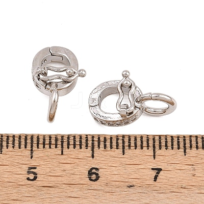 Brass Micro Pave Clear Cubic Zirconia Twister Clasps KK-H533-07P-1