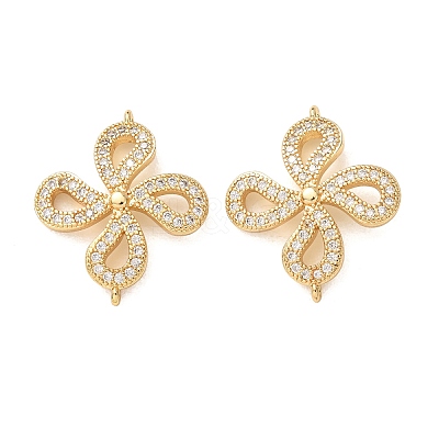 Brass Micro Pave Clear Cubic Zirconia Connector Charms CU-CBA4579-14G-1