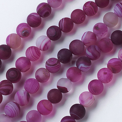 Natural Grade A Striped Agate/Banded Agate Beads Strands G-E478-01-8mm-1