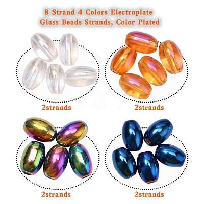 8 Strand 4 Colors Electroplate Glass Beads Strands EGLA-YW0001-37-1