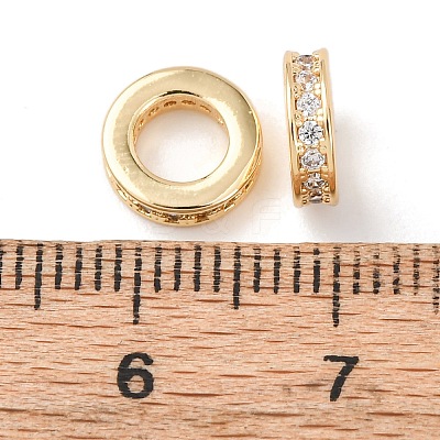 Brass Micro Pave Clear Cubic Zirconia European Beads KK-A279-17G-1