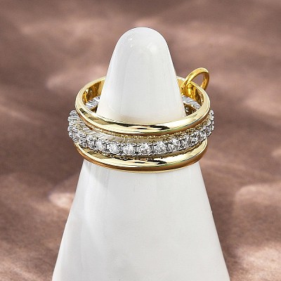 Brass Micro Pave Cubic Zirconia Finger Rings RJEW-D325-01PG-09-1