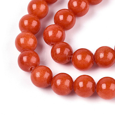 Dyed Natural Mashan Jade Round Beads Strands G-T139-8mm-67C-1