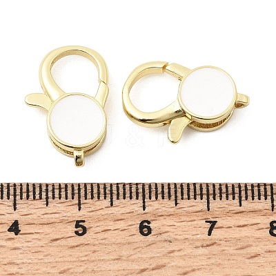 Flat Round Brass Enamel Lobster Claw Clasps KK-Z147-02G-B-1