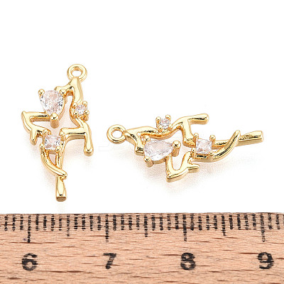 Brass Pave Clear Cubic Zirconia Pendants KK-T077-63G-1