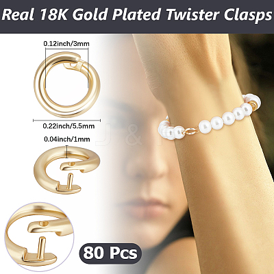 Brass Twister Clasps KK-BBC0023-90G-1