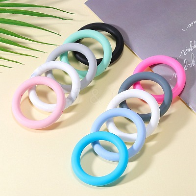 9Pcs Ring Food Grade Eco-Friendly Silicone Focal Beads JX895I-1