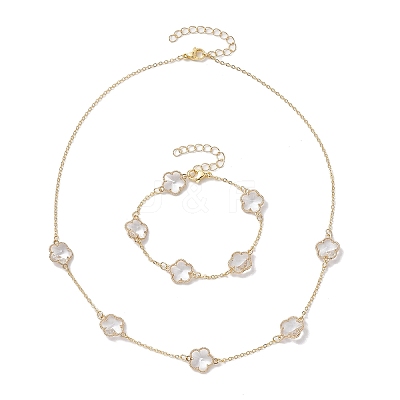 Glass Flower Links Bracelets & Necklaces Kits SJEW-JS01293-1