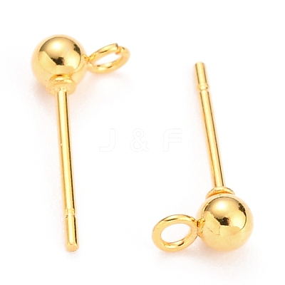 304 Stainless Steel Ball Post Stud Earring Findings X-STAS-Z035-02G-B-1