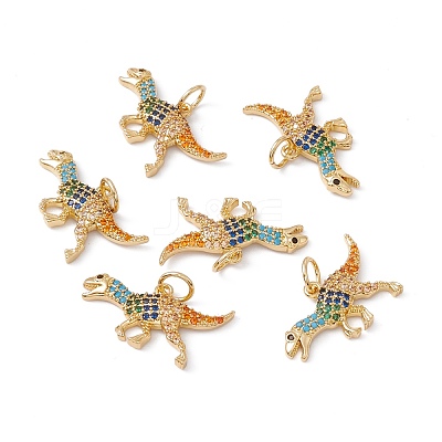 Rack Plating Brass Micro Pave Colorful Cubic Zirconia Pendants ZIRC-C040-48E-G-1