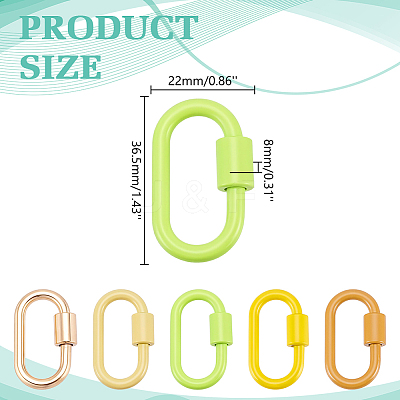 5Pcs 5 Styles Baking Paint Alloy Screw Locking Carabiners FIND-DR0002-38-1