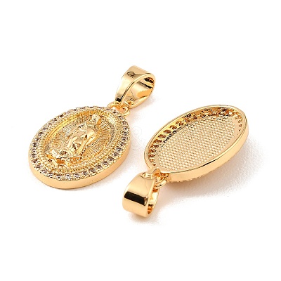 Brass & Clear Cubic Zirconia Pendants KK-G558-08G-1