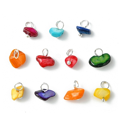 Natural Chip Dyed Shell Charms PALLOY-JF01338-02-1