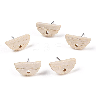 Ash Wood Stud Earring Findings EJEW-N017-011N-1