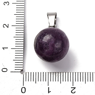 Round Natural Lepidolite Pendants G-Q434-20-1