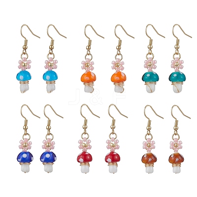 Handmade Lampwork Dangle Earrings EJEW-MZ00440-1