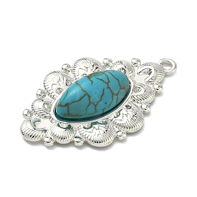 304 Stainless Steel with Dyed Synthetic Turquoise Pendants STAS-G374-05S-16-1