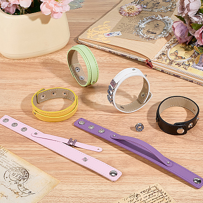 6Pcs 6 Colors PU Leather Cord Bracelets BJEW-CL0001-33-1