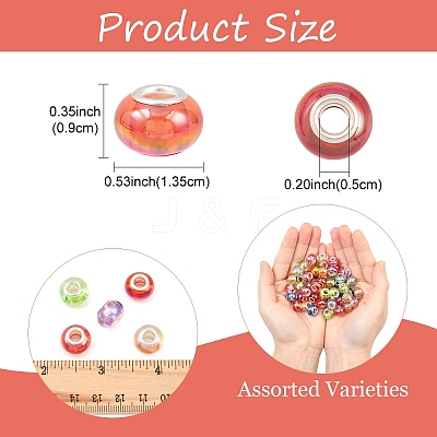 50Pcs UV Plating Resin European Beads RESI-YW0005-81-1