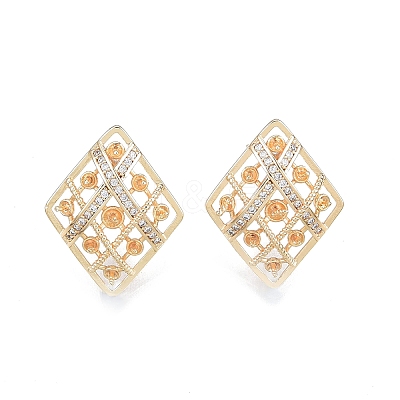 Brass Micro Pave Clear Cubic Zirconia Stud Earring Findings KK-T062-244G-1