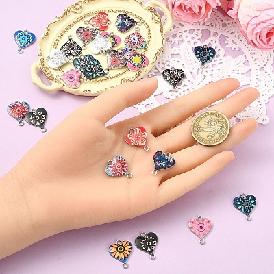 30Pcs 15 Colors Alloy Enamel Connector Charms ENAM-YW0005-79-1