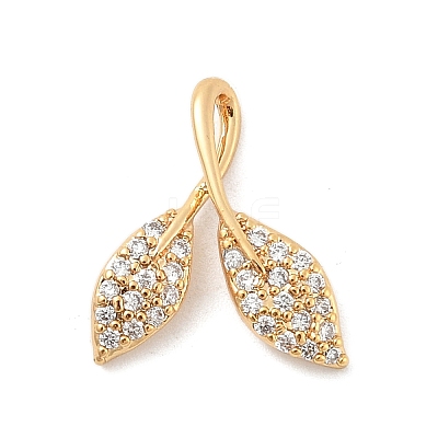 Brass Micro Pave Clear Cubic Zirconia Charms KK-B130-03G-03-1