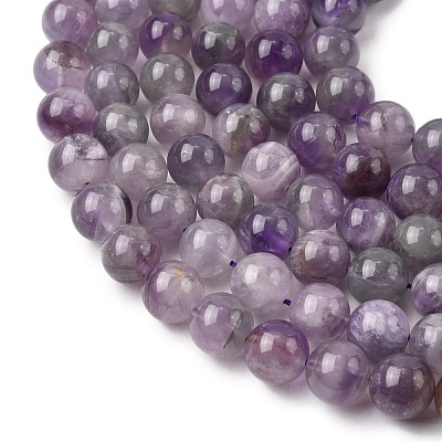 Round Natural Amethyst Beads Strands G-S380-01C-02-1