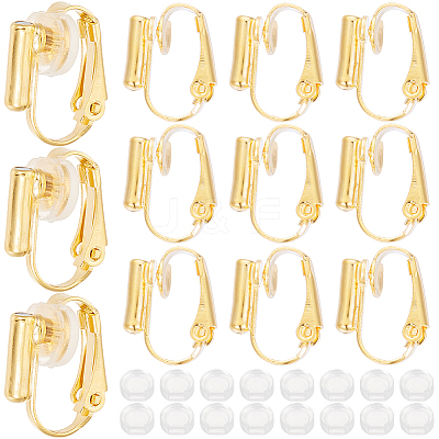 24Pcs Brass Clip-on Earring Converters Findings KK-SP0001-16G-1