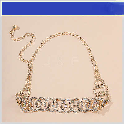 Alloy Crystal Rhinestone Ring Link Waist Belly Chains for Women FS-WGB7078-01-1