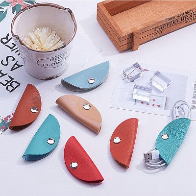 Earphone Leather Cable Winder AJEW-WH0079-E-1
