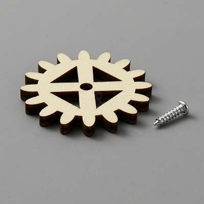 Unfinished Wood Gear Sets AJEW-WH0258-672-1