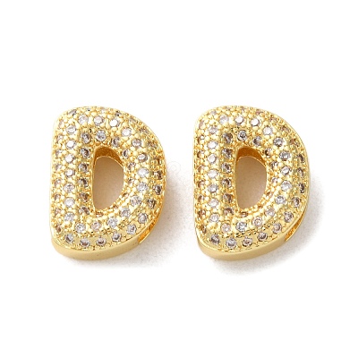 Rack Plating Brass Micro Pave Cubic Zirconia Slide Charms KK-C084-34G-D-1