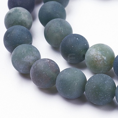 Natural Moss Agate Beads Strands G-F520-58-6mm-1