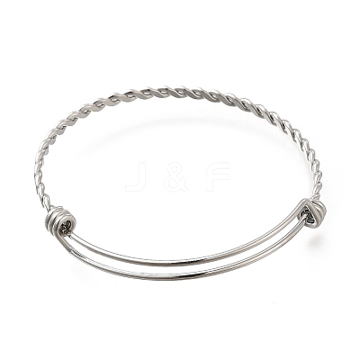 Non-Tarnish 304 Stainless Steel Twist Bangles for Women BJEW-M233-01P-1