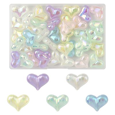 40Pcs UV Plating Rainbow Iridescent Acrylic Beads OACR-FS0002-25-1