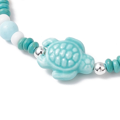 3Pcs Synthetic Turquoise & Porcelain & Dyed Natural Howlite Beads Stretch Bracelets for Women BJEW-JB11793-1