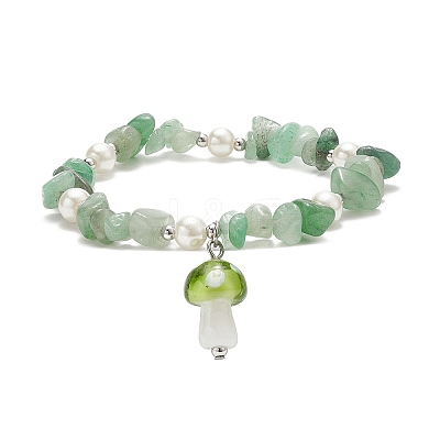 4Pcs 4 Style Natural & Synthetic Mixed Gemstone Chips & Glass Pearl Beaded Stretch Bracelets Set BJEW-TA00207-1