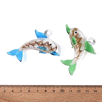 Handmade Gold Sand Lampwork Pendants LA-N048-18-1