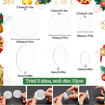 30Pcs 3 Styles Christmas Acrylic Big Pendants FIND-SC0011-42-1
