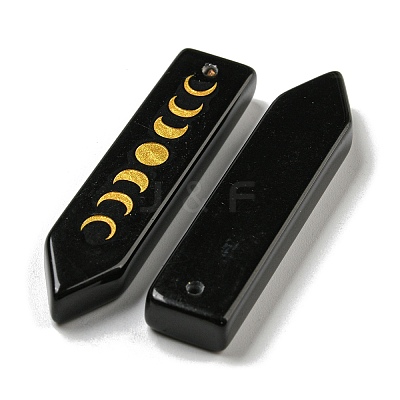 Natural Obsidian Moon Phase Pendants LS-G-C145-01C-1