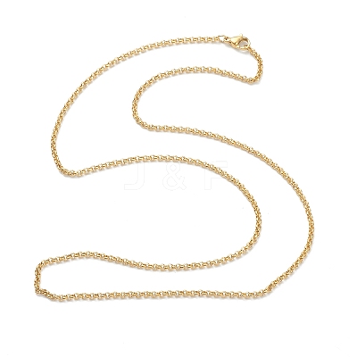 PVD Vacuum Plating 304 Stainless Steel Rolo Chain Necklaces NJEW-I248-11C-G-1